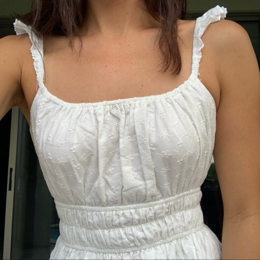 After Market white eyelet Ruffle strappy dress